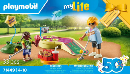 Playmobil 71449 My Life: Mini Golf, one stroke after another towards the goal, including golf clubs, balls and ice cream, fun imaginative role-play, artistic play sets suitable for children ages 4+