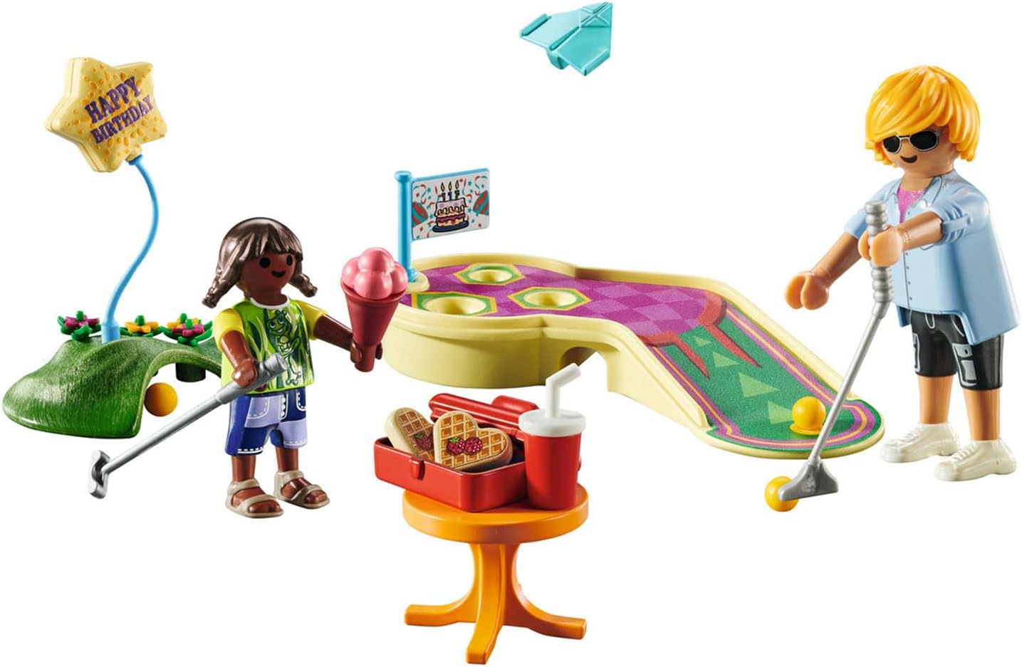 Playmobil 71449 My Life: Mini Golf, one stroke after another towards the goal, including golf clubs, balls and ice cream, fun imaginative role-play, artistic play sets suitable for children ages 4+