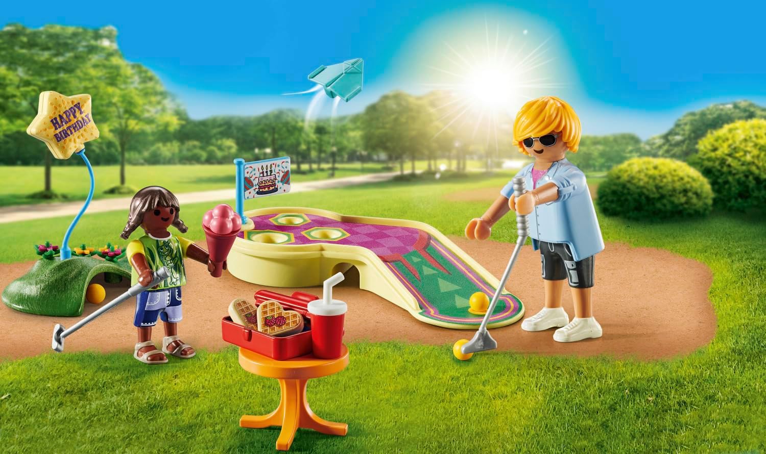 Playmobil 71449 My Life: Mini Golf, one stroke after another towards the goal, including golf clubs, balls and ice cream, fun imaginative role-play, artistic play sets suitable for children ages 4+