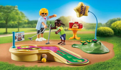 Playmobil 71449 My Life: Mini Golf, one stroke after another towards the goal, including golf clubs, balls and ice cream, fun imaginative role-play, artistic play sets suitable for children ages 4+