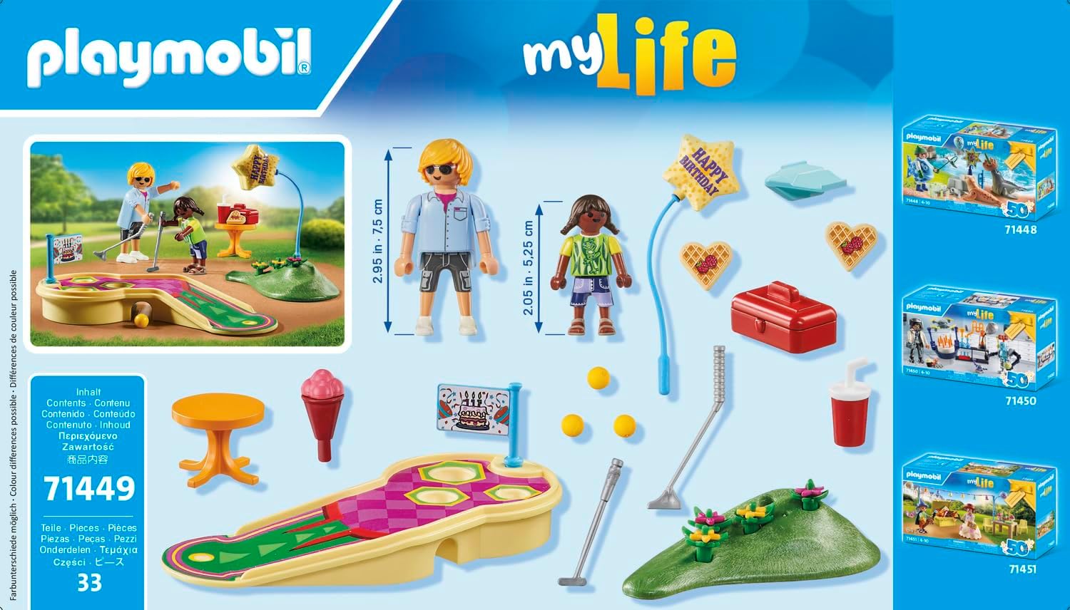 Playmobil 71449 My Life: Mini Golf, one stroke after another towards the goal, including golf clubs, balls and ice cream, fun imaginative role-play, artistic play sets suitable for children ages 4+