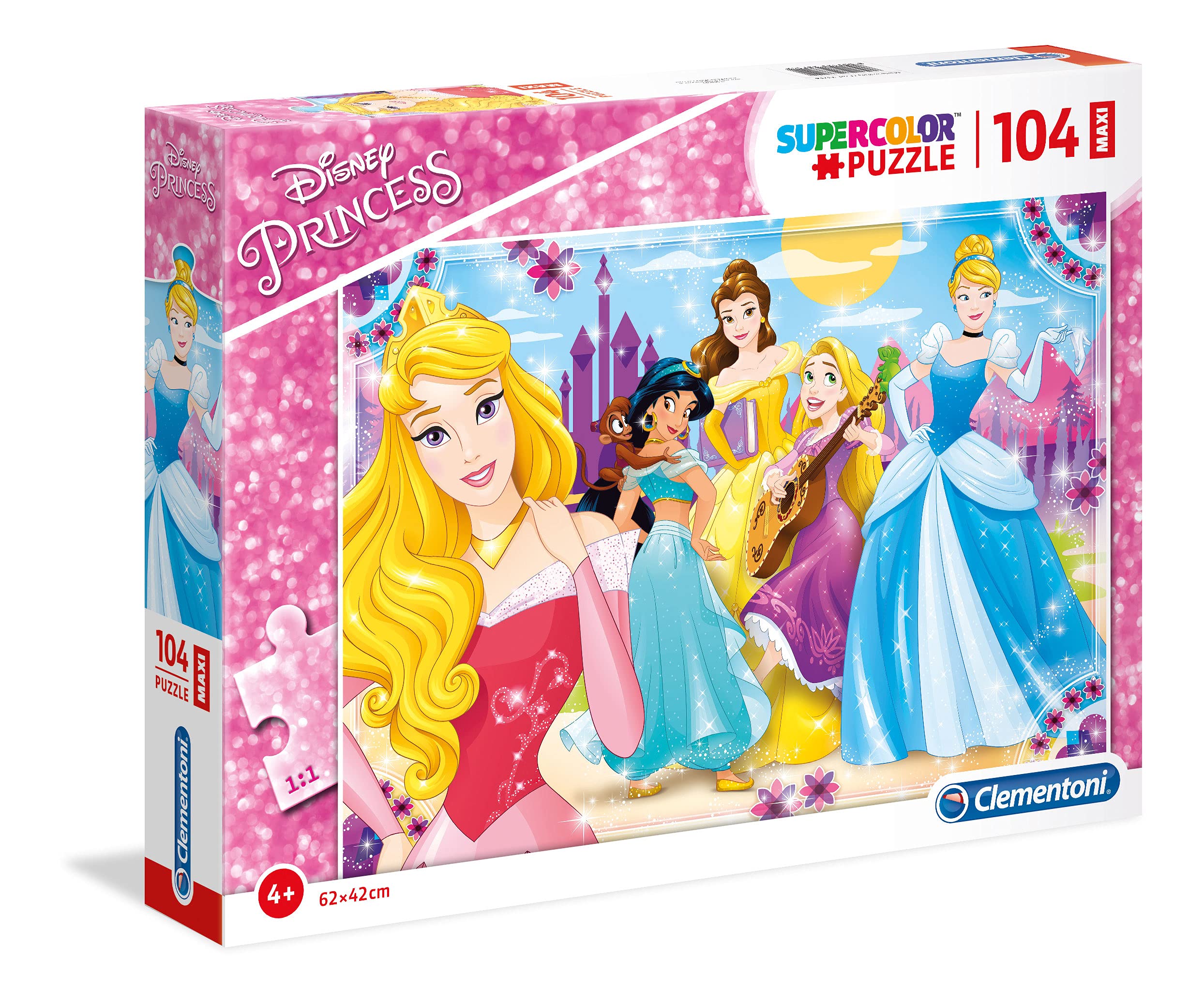 Clementoni - 23714 - Supercolor Puzzle - Princess puzzle for children - 104 Maxi Pieces - Disney