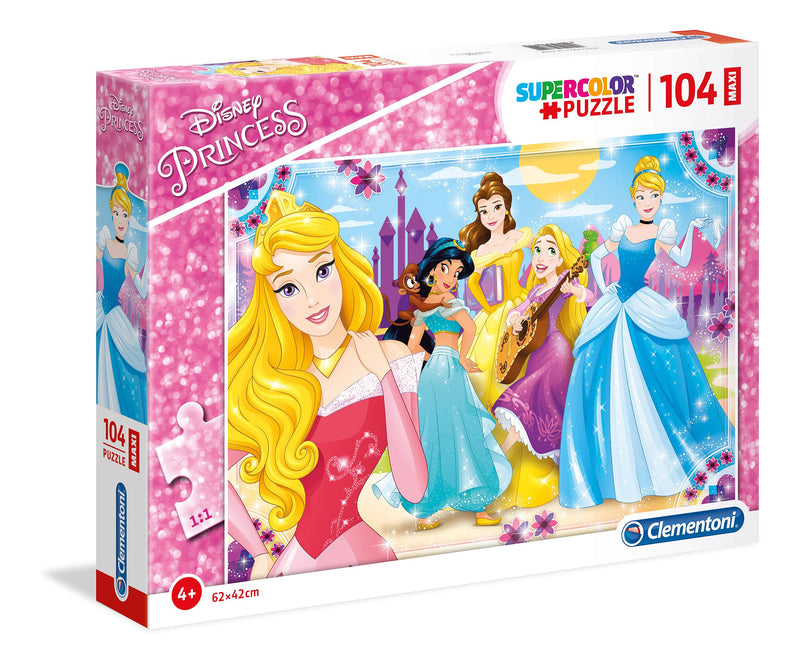 Clementoni - 23714 - Supercolor Puzzle - Princess puzzle for children - 104 Maxi Pieces - Disney