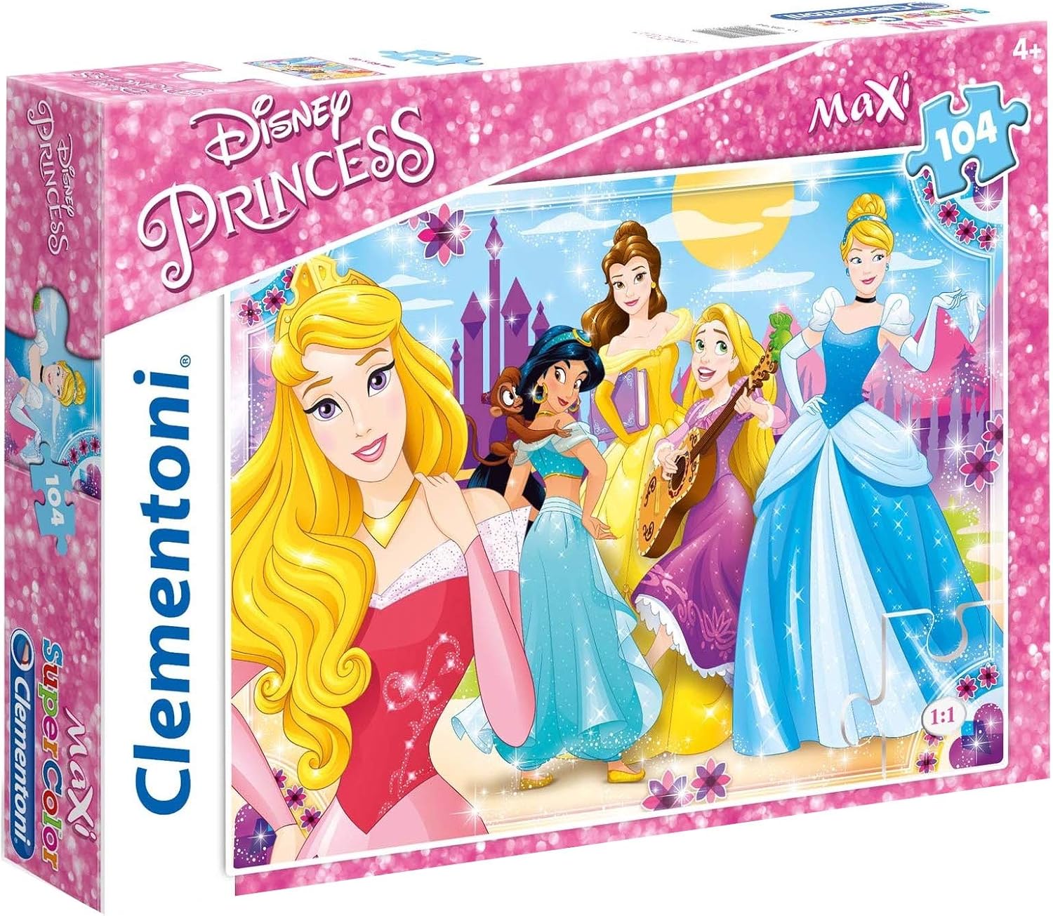 Clementoni - 23714 - Supercolor Puzzle - Princess puzzle for children - 104 Maxi Pieces - Disney