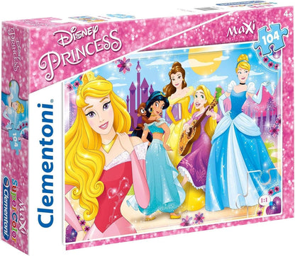 Clementoni - 23714 - Supercolor Puzzle - Princess puzzle for children - 104 Maxi Pieces - Disney