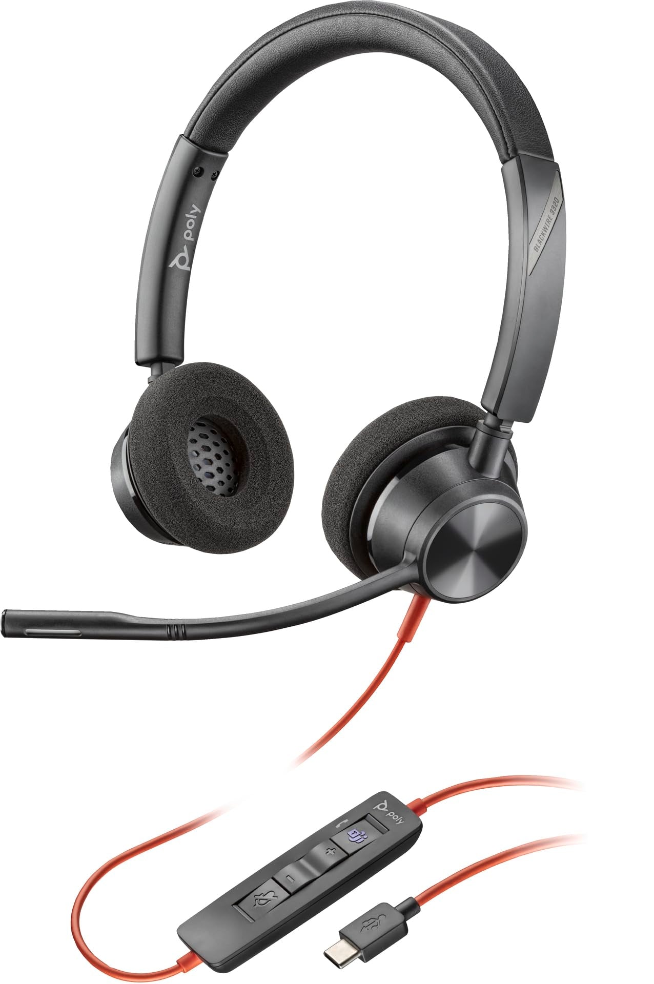 HP Blackwire 3320 Stereo Microsoft Teams Certified, 214013-101 (Microsoft Teams Certified USB-C Headset +USB-C/A Adapter