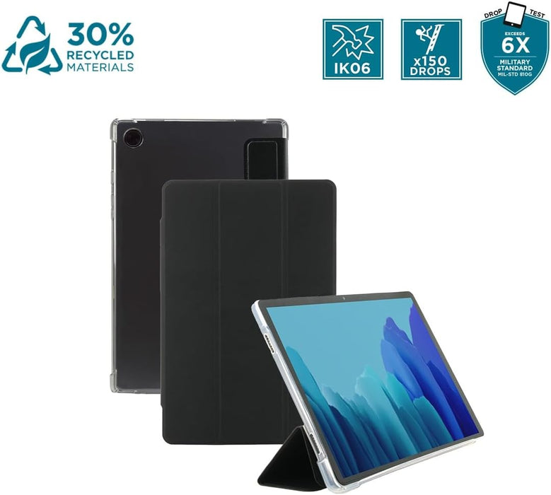 MOBILIS Case for Samsung Galaxy Tab A9+ 11 Inch (SM-X210 / SM-X216), Shockproof Protection with Reinforced Corners & Stylus Holder, Black/Transparent Edge