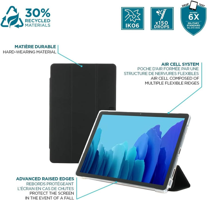 MOBILIS Case for Samsung Galaxy Tab A9+ 11 Inch (SM-X210 / SM-X216), Shockproof Protection with Reinforced Corners & Stylus Holder, Black/Transparent Edge