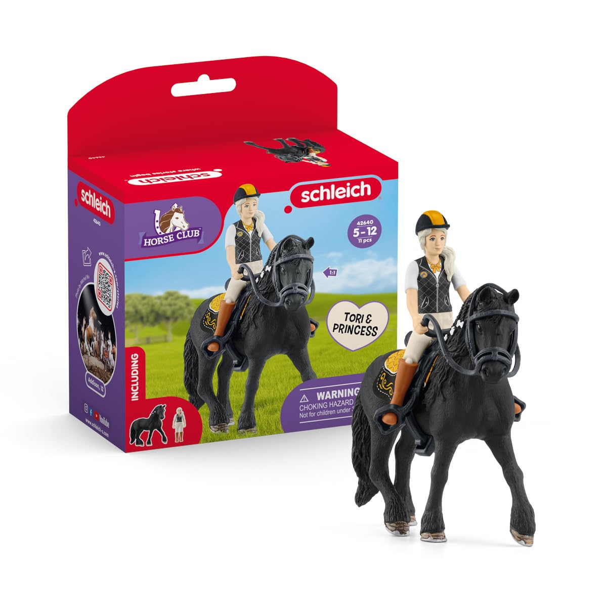 schleich 42640 HORSE CLUB Horse Club Tori & Princess Playset for ages 5+, Black