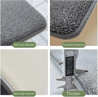 ETHORY Beautiful Memory Cotton Bath Mat Rectangle Fast Absorption Thickened Rug with Non-Slip Backing Washable Kitchen Bedroom Comfortable Rug