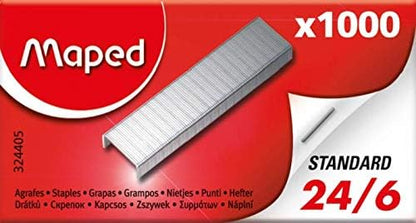 MAPED Pack of 1 Box of 1000 Staples 24/6 Zinc-Coated
