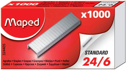 MAPED Pack of 1 Box of 1000 Staples 24/6 Zinc-Coated