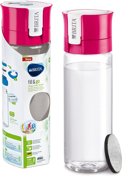 BRITA S1184 Fill and Go Vital Water Filter Bottle, Pink, Pack of 1 incl. 1 MicroDisc