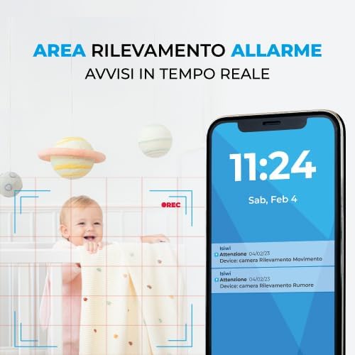 Isiwi Tini Telecamera IP wiFi interno sorveglianza. Rilevazione di movimenti e suoni, Audio bidirezionale,Visione Notturna, Compatibile con Alexa/Google, App per smartphone, 4MP (ISW-BFIT4M