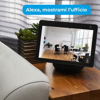 Isiwi Round Telecamera WiFi IP 4MP interno PT motorizzata panoramica 355° sorveglianza domestica baby monitor Visione Notturna, rilevamento movimenti e suoni, audio bidirezionale SD/Cloud Alexa/Google