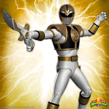 Super7 ULTIMATES! Mighty Morphin Power Rangers White Ranger - 7" Power Rangers Action Figure with Accessories Classic TV Show Collectibles and Retro Toys