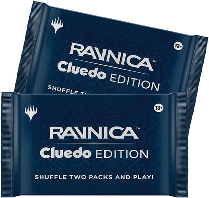 Magic: The Gathering Ravnica: Cluedo Edition - 3-4 Player Murder Mystery Card Game (Includes 8 Ready-to-Play Boosters, 21 Evidence Cards, 1 Foil Shock Land, and Detective Game Accessories
