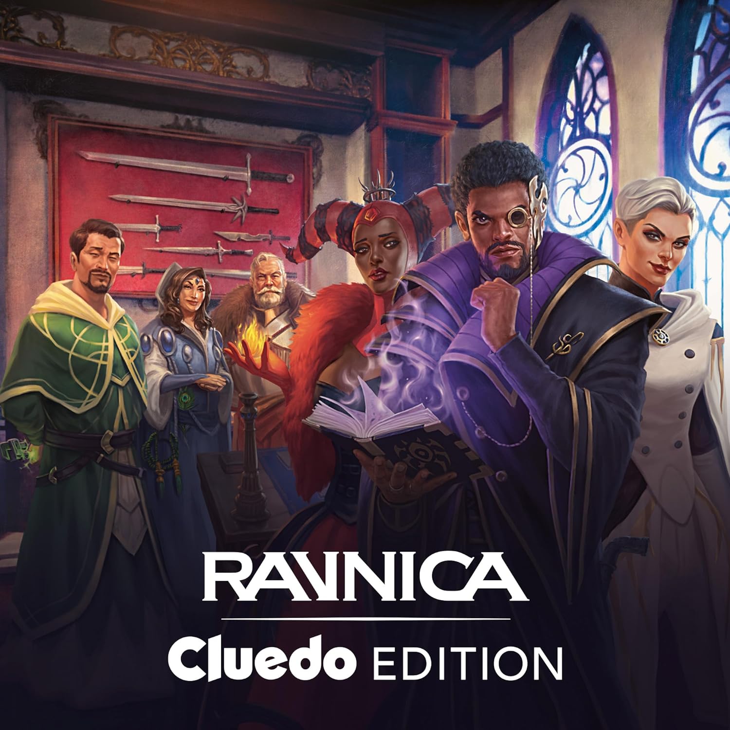Magic: The Gathering Ravnica: Cluedo Edition - 3-4 Player Murder Mystery Card Game (Includes 8 Ready-to-Play Boosters, 21 Evidence Cards, 1 Foil Shock Land, and Detective Game Accessories