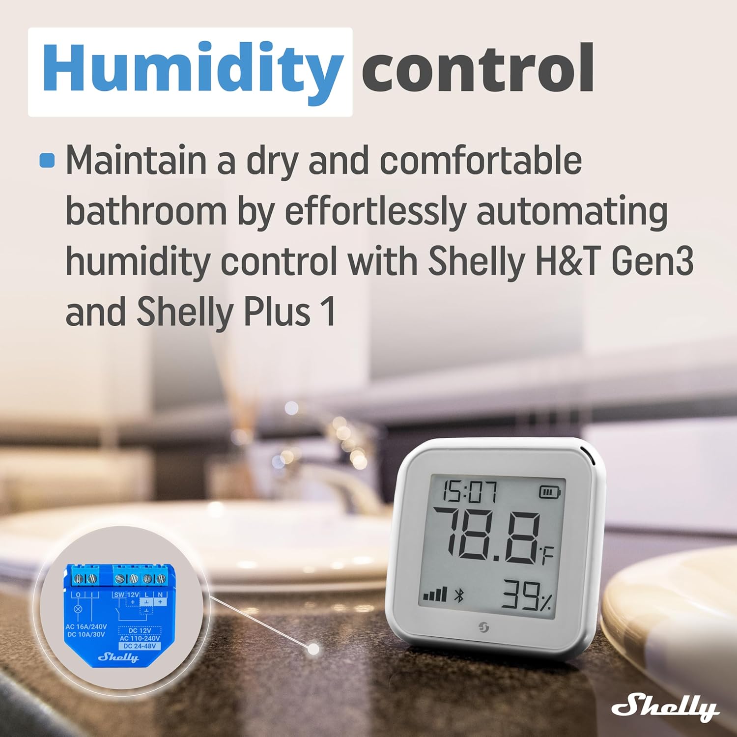 `Shelly - Plus Ht Gen3 Smart Temperature And Humidity Sensor, Wi-Fi`