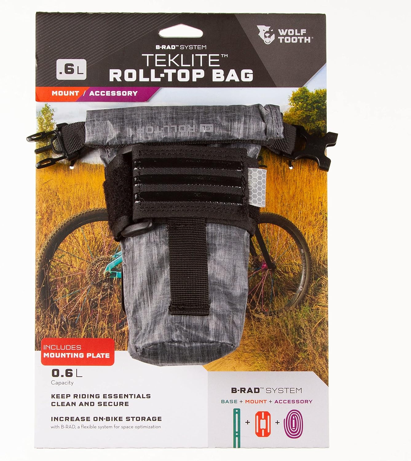 Wolf Tooth Components TekLite Roll-Top Bag, 0.6L - Black
