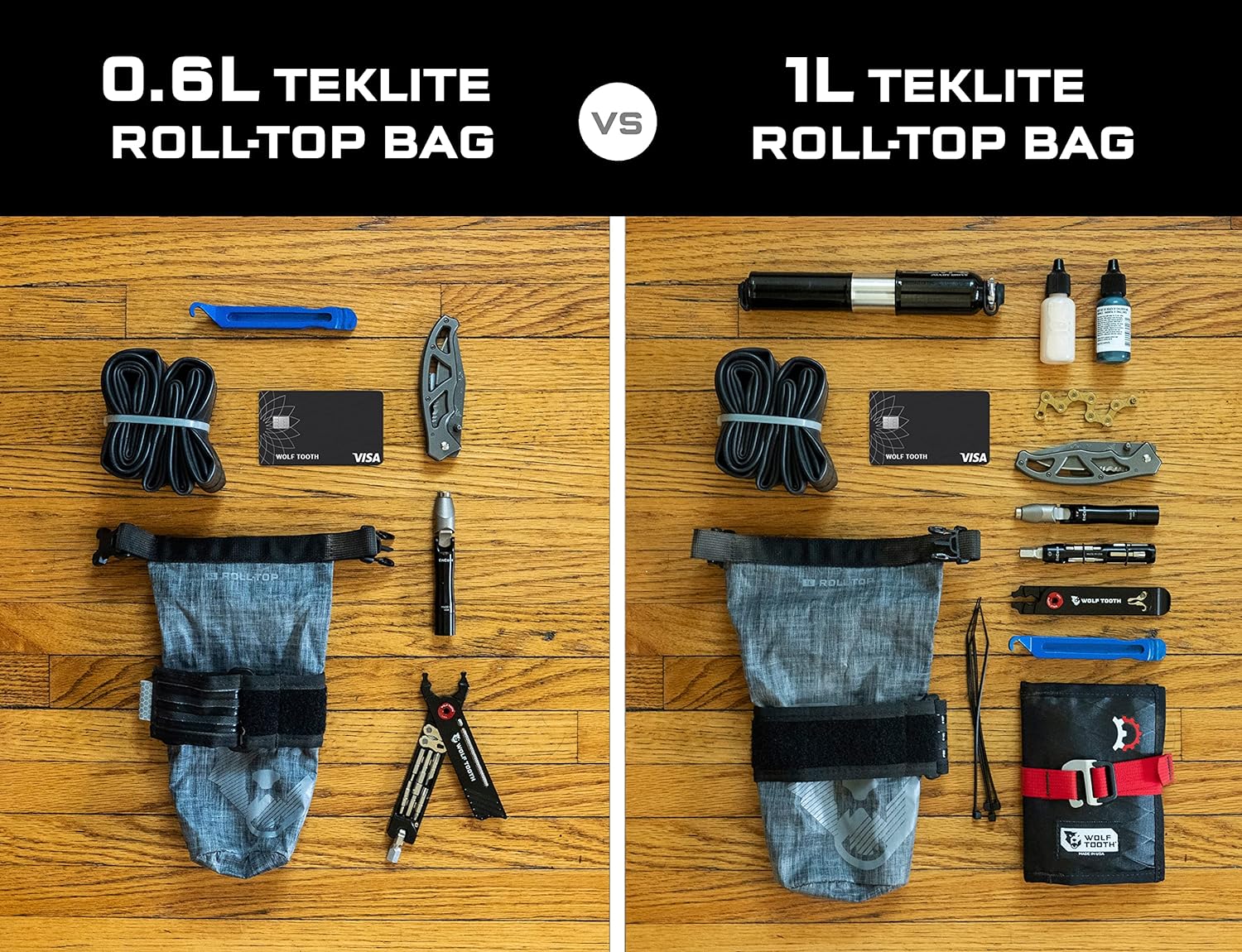 Wolf Tooth Components TekLite Roll-Top Bag, 0.6L - Black