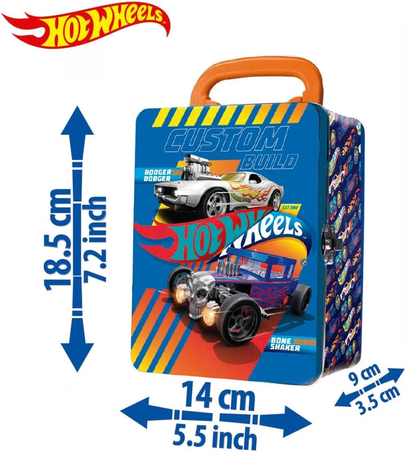 Hot Wheels 1:64 Scale cars Metal Car Carry Case I 18 Toy Storage & Organiser Gift for Collectors Kids Ages 3 Years Old Up 3D HW Race lid design (Cars not included)