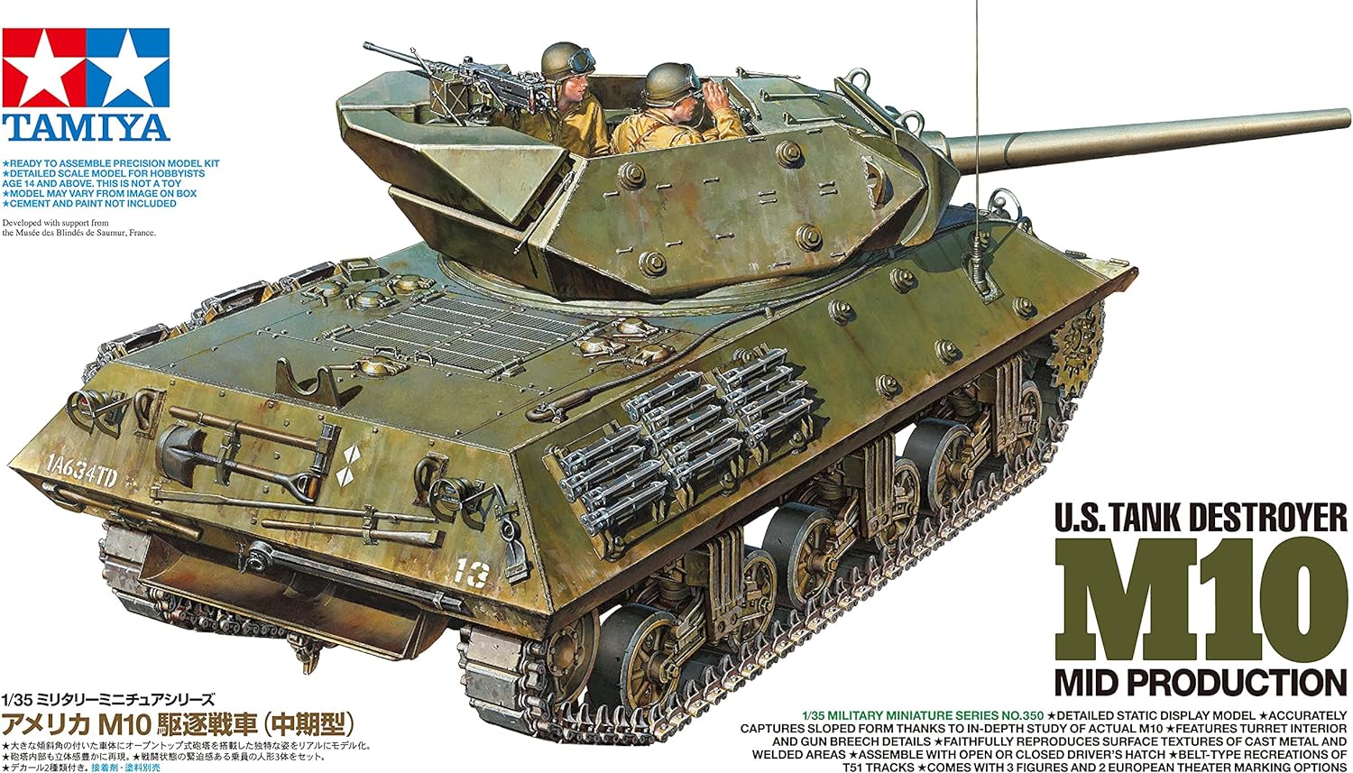 Tamiya 35350 1/35 US Tank Destroyer M10 Mid Prod Plastic Model Kit