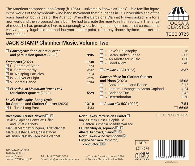 Jack Stamp: Chamber Music: Music for Clarniet Quartet - Volume 2
