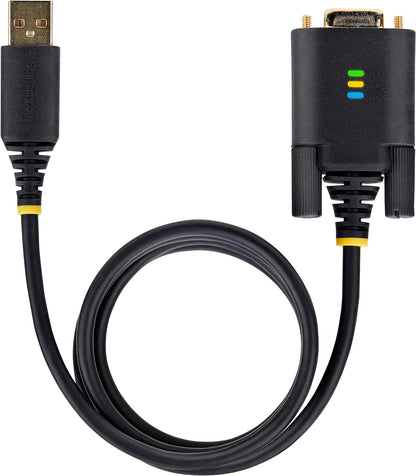StarTech.com 3ft (1m) USB to Serial Adapter Cable, COM Retention, FTDI, USB-A to DB9 RS232, Interchangeable DB9 Screws/Nuts