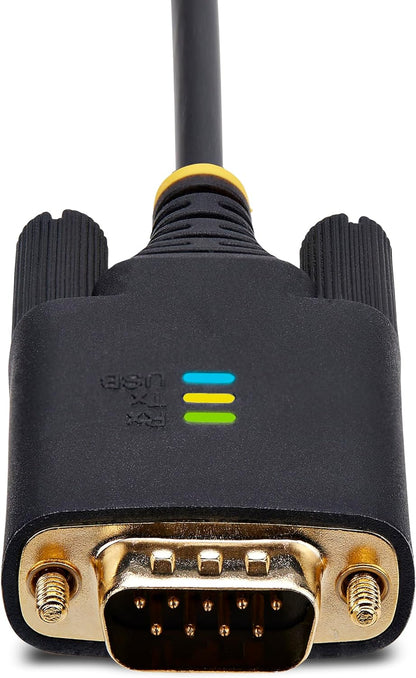 StarTech.com 3ft (1m) USB to Serial Adapter Cable, COM Retention, FTDI, USB-A to DB9 RS232, Interchangeable DB9 Screws/Nuts