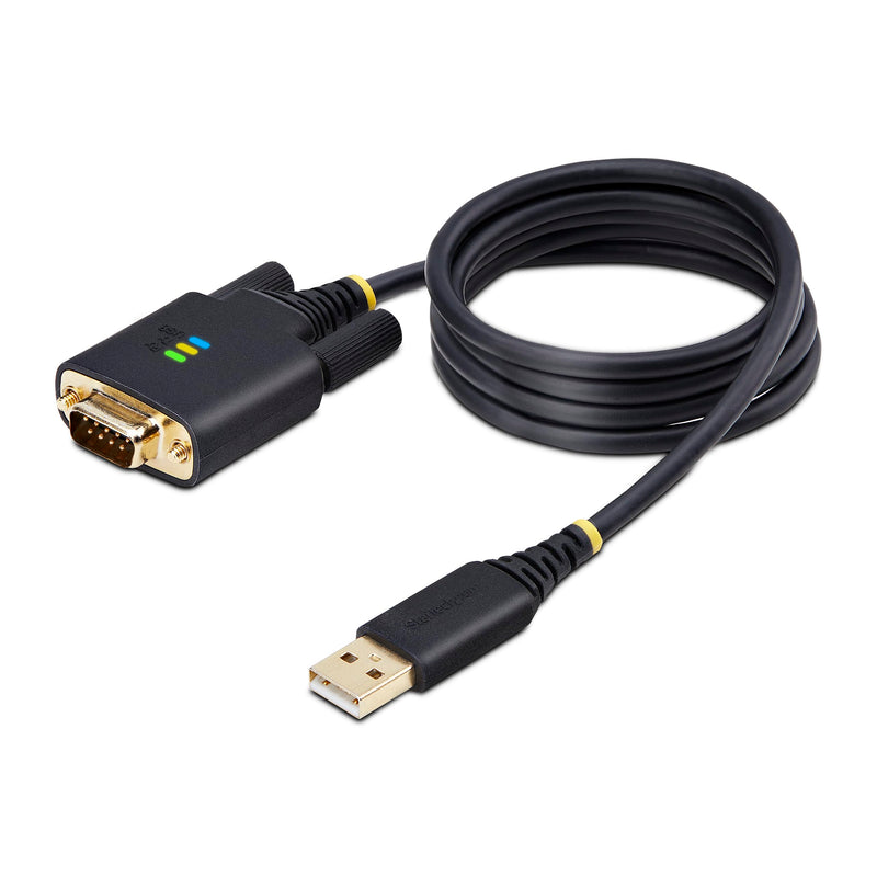 StarTech.com 3ft (1m) USB to Serial Adapter Cable, COM Retention, FTDI, USB-A to DB9 RS232, Interchangeable DB9 Screws/Nuts