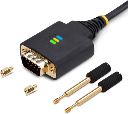 StarTech.com 10ft/3m USB to Serial Adapter Cable, COM Retention, FTDI IC, USB-A to DB9 RS232, Interchangeable DB9 Screws/Nuts