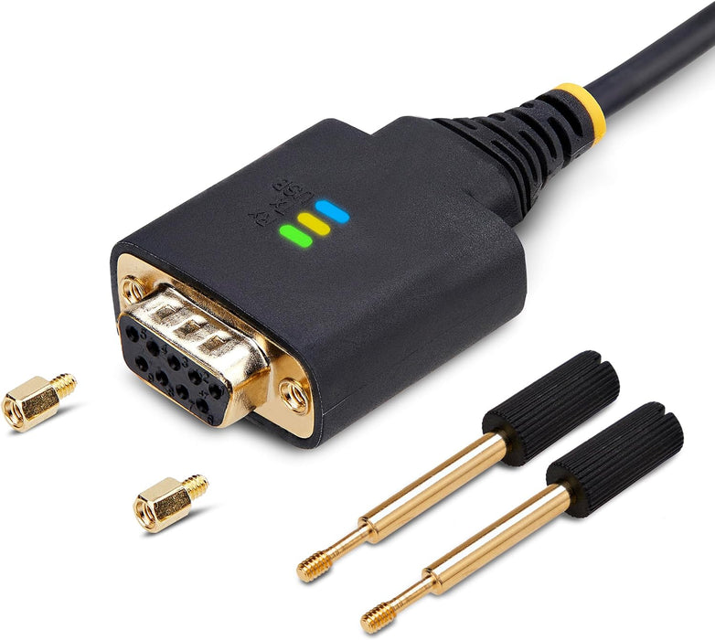 StarTech.com Cable Adaptador USB a Serie de Módem Nulo RS232 3m - Retención COM - FTDI - USB DB9 - Tornillos Intercambiables