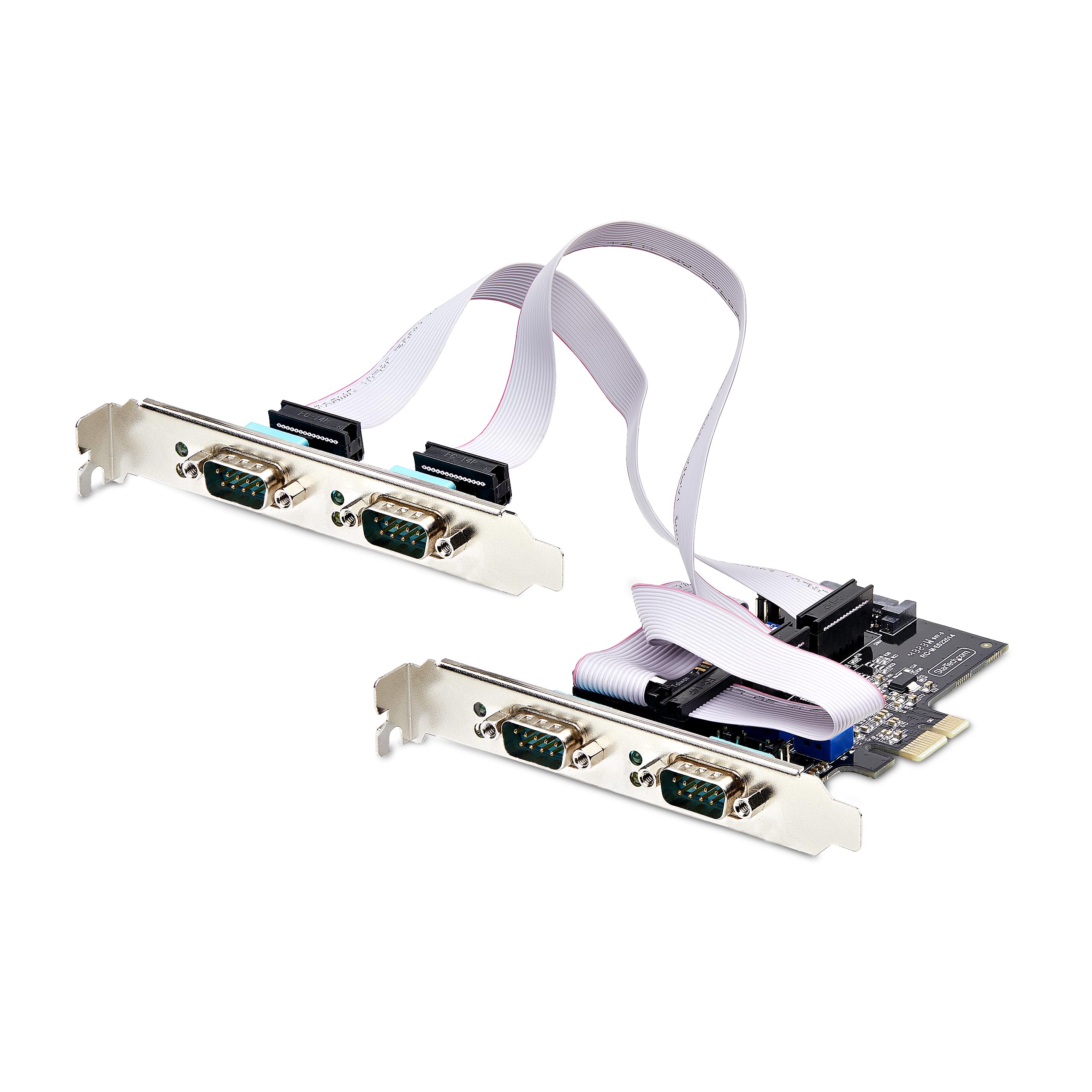 StarTech.com 4-Port Serial PCIe Card, Quad-Port PCI Express to RS232/RS422/RS485 DB9 Serial Card, Standard/Low-Profile Brackets, 16C1050 UART, ESD Protection, Windows/Linux (PS74ADF-SERIAL-CARD