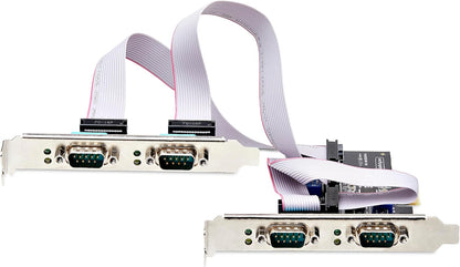 StarTech.com 4-Port Serial PCIe Card, Quad-Port PCI Express to RS232/RS422/RS485 DB9 Serial Card, Standard/Low-Profile Brackets, 16C1050 UART, ESD Protection, Windows/Linux (PS74ADF-SERIAL-CARD