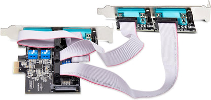 StarTech.com 4-Port Serial PCIe Card, Quad-Port PCI Express to RS232/RS422/RS485 DB9 Serial Card, Standard/Low-Profile Brackets, 16C1050 UART, ESD Protection, Windows/Linux (PS74ADF-SERIAL-CARD