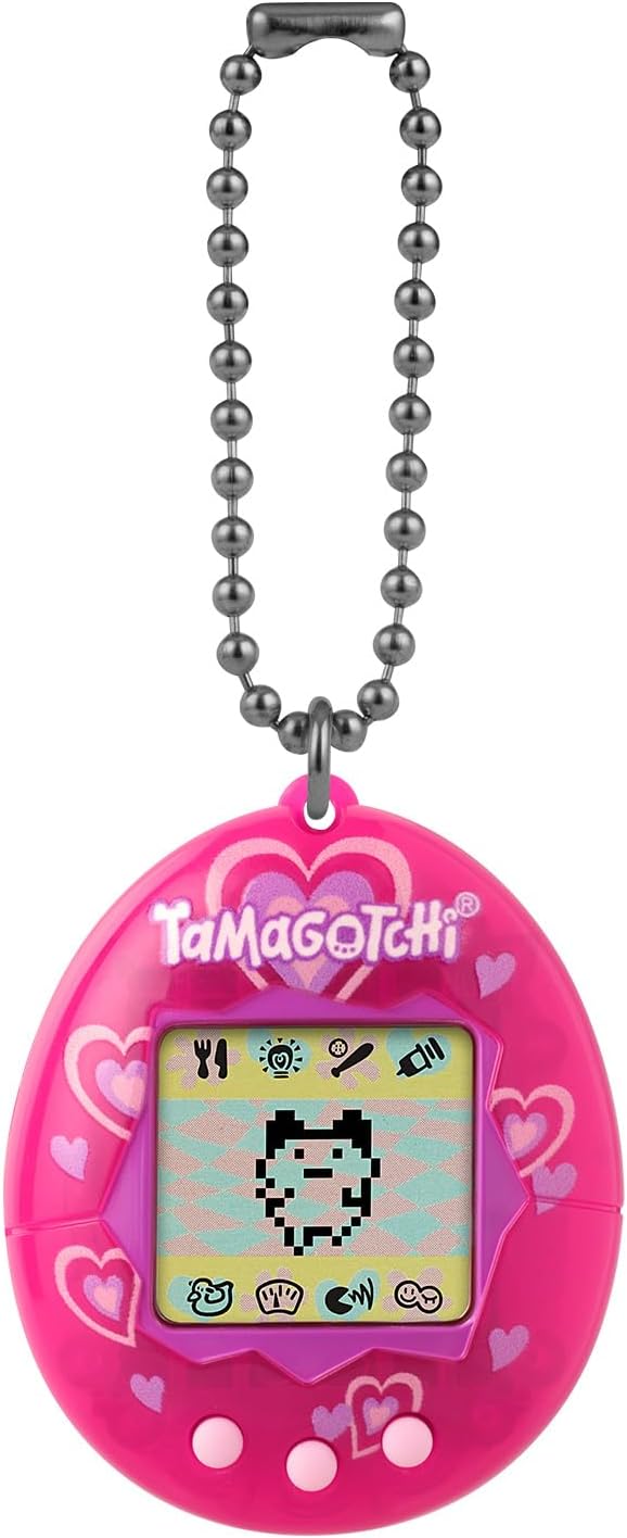 Bandai Tamagotchi Original Lots of Love Shell | Tamagotchi Original Cyber Pet 90s Adults and Kids Toy with Chain | Retro Virtual Pets are Great Boys and Girls Toys or Gifts for Ages 8+