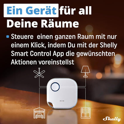 Shelly BLU Button1 | Bluetooth-Operated Action And Scenes White Activation Button | Home Automation | iOS Android App | No Hub Required | Long Battery Life | LED Indication | Buzzer | Broad range