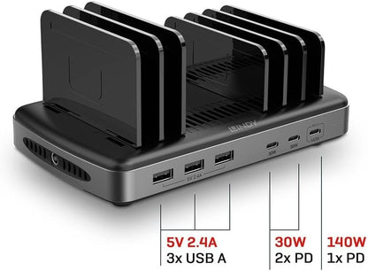Lindy 160W 6 Port USB Charging Station