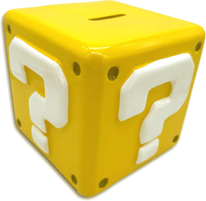 Super Mario Spardose (Fragezeichen-Block-Design), gelbe Mystery-Block-Münzbox, Super Mario Geschenk, H12,3 x B15 x L15 cm Sparschwein – offizielles Merchandise