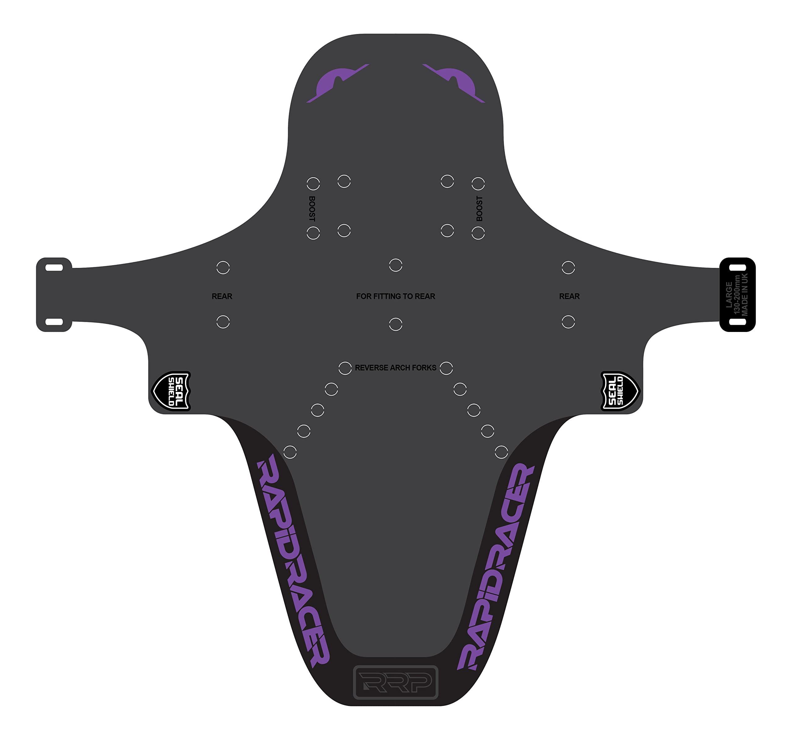 RRP ProGuard Rear Stickers-White Adult Mudguard, Unisex, Black, One Size
