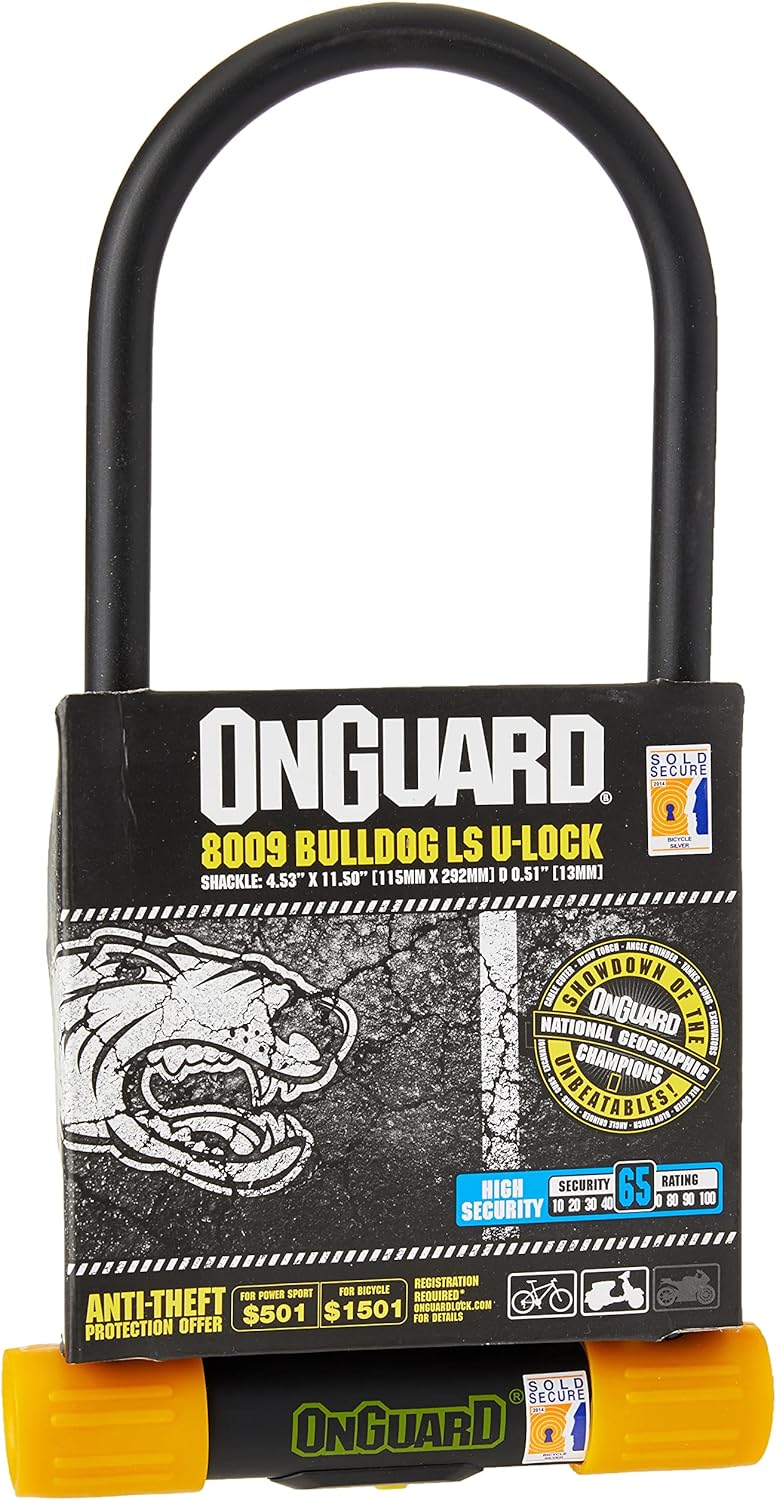 On-Guard Bulldog 8009 Keyed Shackle Lock - Black, 11.5 x 29.2 cm