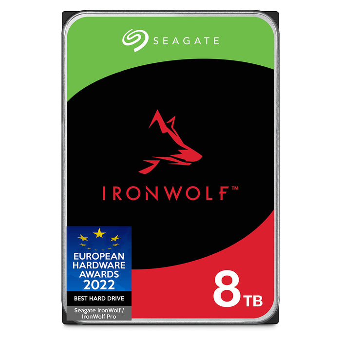 Seagate IronWolf 8 TB interne Festplatte NAS HDD, 3.5 Zoll, 5400 U/Min, 256 MB Cache, SATA 6 Gb/s, silber, inkl. 3 Jahre Rescue Service, Modellnr.: ST8000VN002 IronWolf 8TB