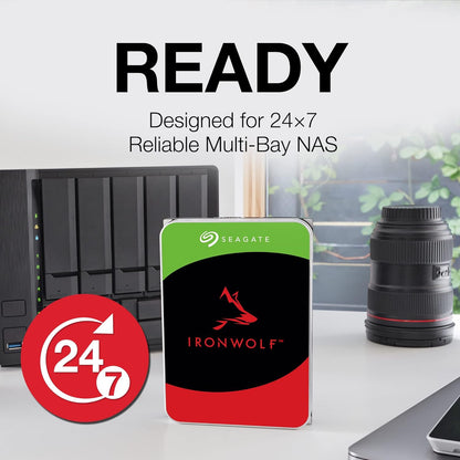 Seagate IronWolf 8 TB interne Festplatte NAS HDD, 3.5 Zoll, 5400 U/Min, 256 MB Cache, SATA 6 Gb/s, silber, inkl. 3 Jahre Rescue Service, Modellnr.: ST8000VN002
