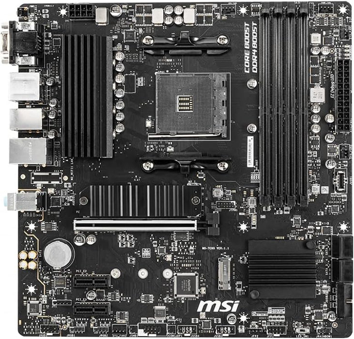 MSI B550M PRO-VDH Motherboard M-ATX - Supports AMD Ryzen 3rd Gen Processors, AM4, DDR4 Boost (4400MHz/OC), 1 x PCIe 4.0/3.0 x16, 1 x M.2 Gen4 x4, 1 x M.2 Gen3 x4, Gigabit LAN