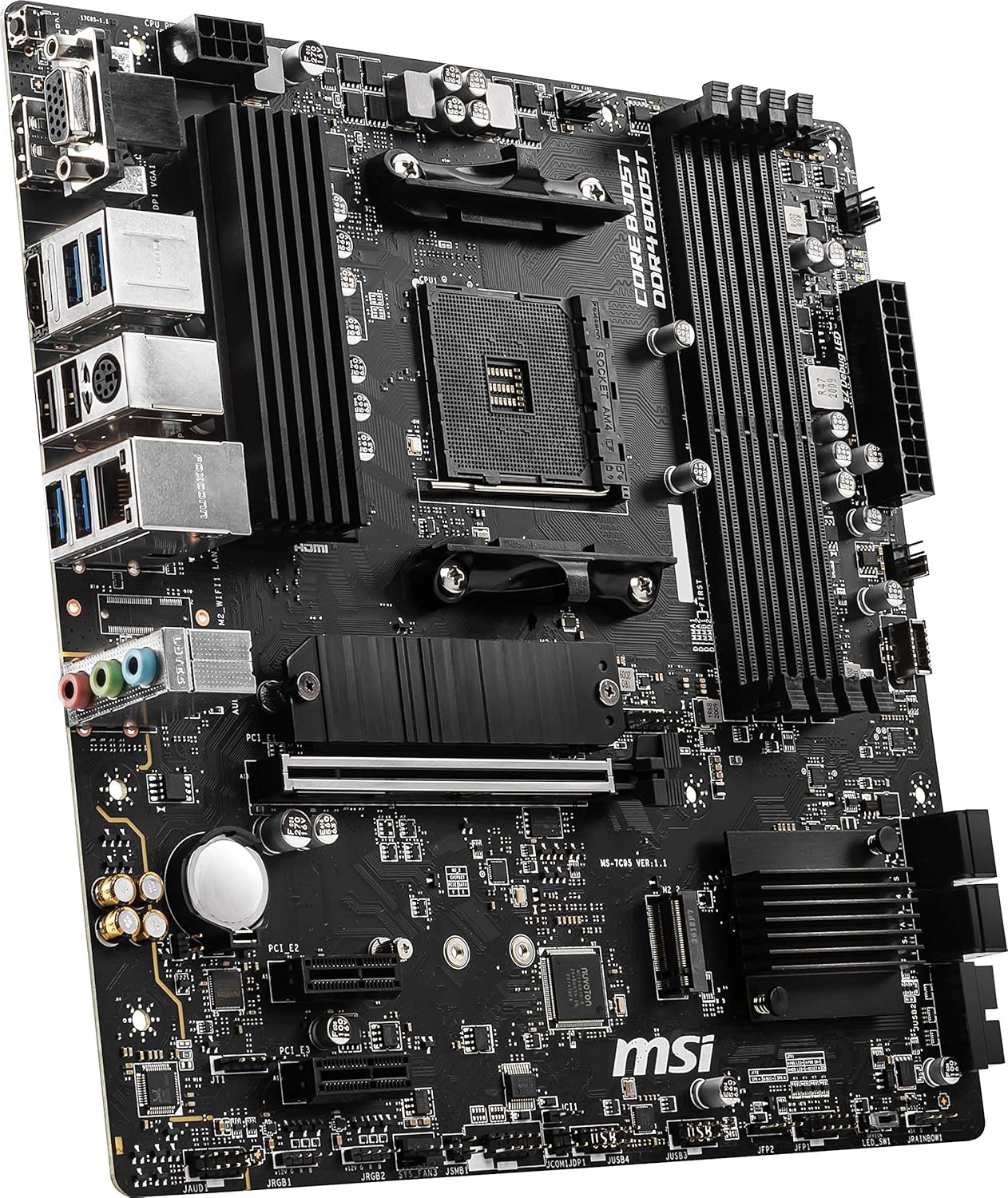 MSI B550M PRO-VDH Motherboard M-ATX - Supports AMD Ryzen 3rd Gen Processors, AM4, DDR4 Boost (4400MHz/OC), 1 x PCIe 4.0/3.0 x16, 1 x M.2 Gen4 x4, 1 x M.2 Gen3 x4, Gigabit LAN