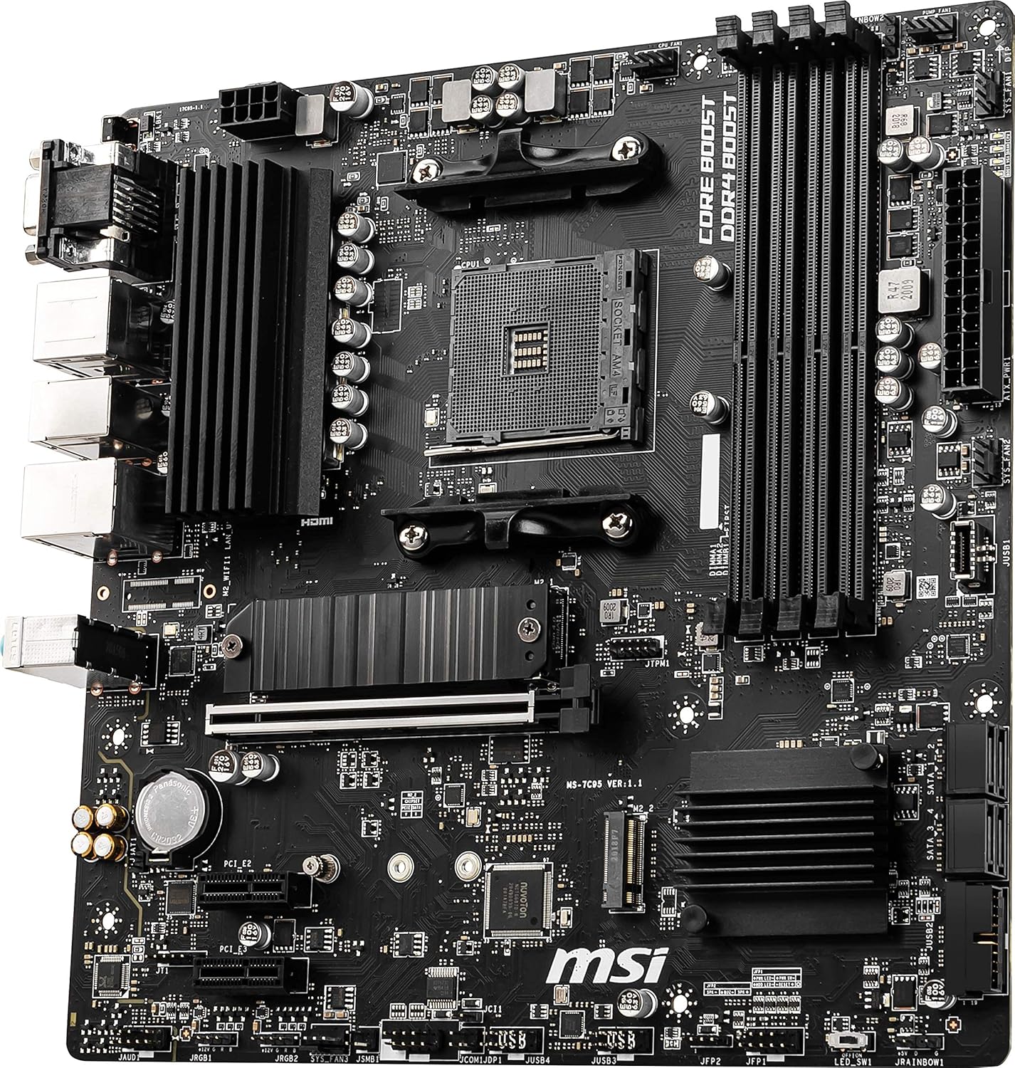 MSI B550M PRO-VDH Motherboard M-ATX - Supports AMD Ryzen 3rd Gen Processors, AM4, DDR4 Boost (4400MHz/OC), 1 x PCIe 4.0/3.0 x16, 1 x M.2 Gen4 x4, 1 x M.2 Gen3 x4, Gigabit LAN