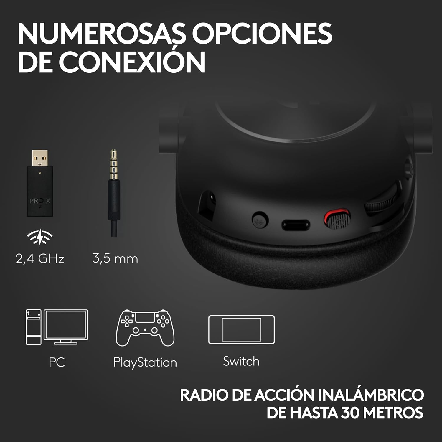 Logitech G PRO X 2 LIGHTSPEED Wireless Gaming Headset, Detachable Boom Mic, 50mm Graphene Drivers, DTS: Headphone 2.0—7.1 Surround, Bluetooth/USB/3.5mm Aux, for PC, PS5, PS4, Nintendo Switch