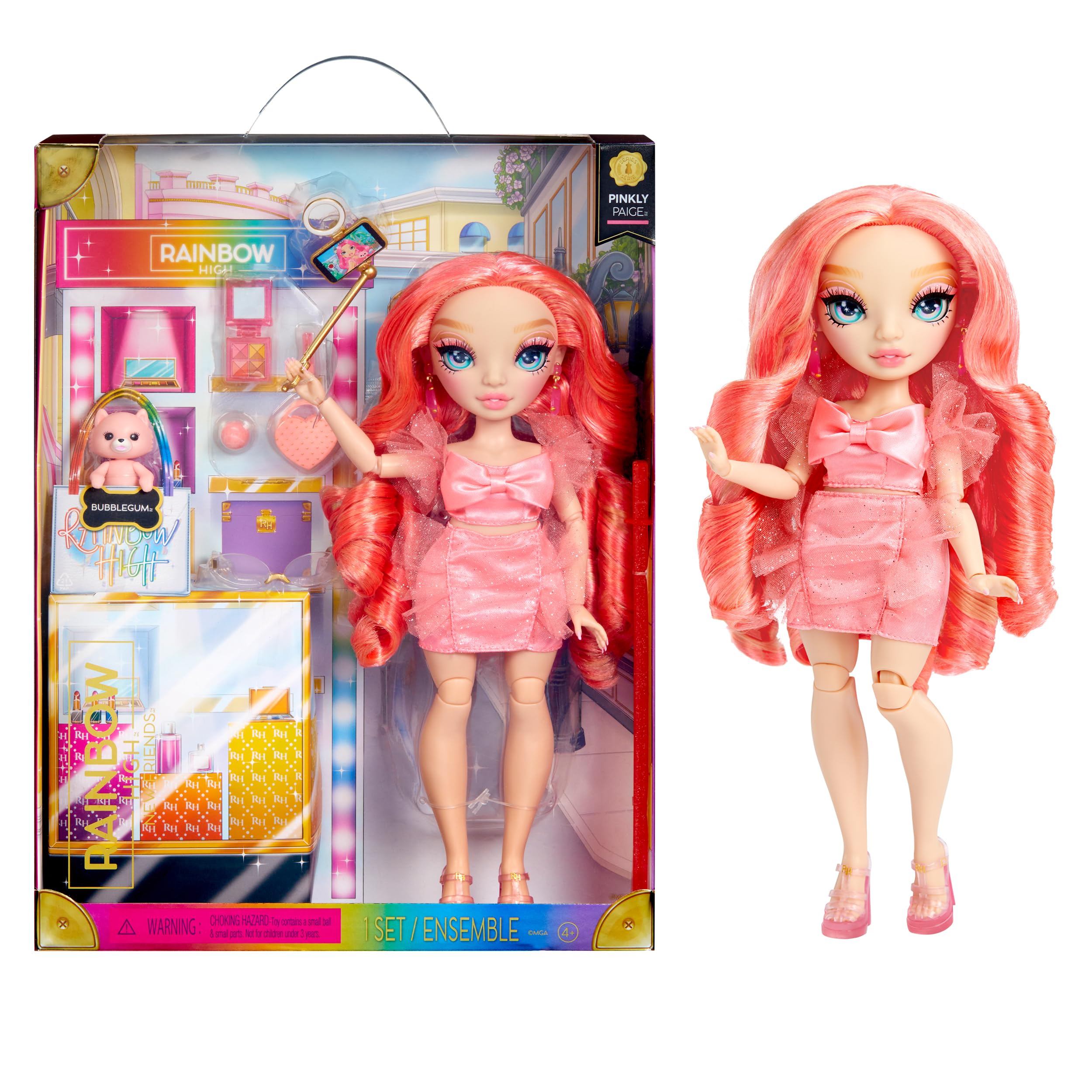 Rainbow High Fashion Doll - Pinkly Paige - Pink Fashion Doll in Fashionable Outfit - With Glasses & 10+ Colourful Play Accessories - Great for Kids 4-12 Years Old and Collectors Modern