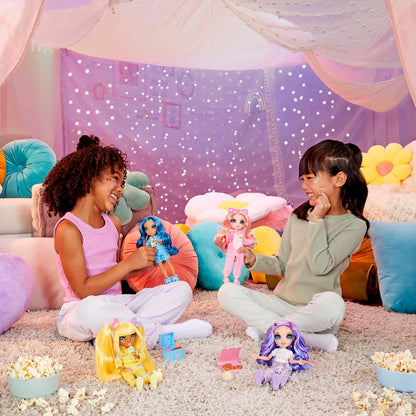 Rainbow High Junior High PJ Party - Violet (Purple) - 22 cm Posable Doll with Soft Onesie, Slippers and Play Accessories - Kids Toy - Great for Ages 4-12 Years